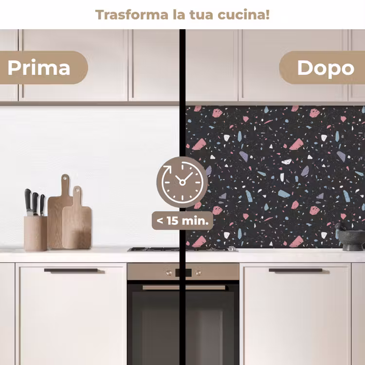 Schienale cucina - Terrazzo - Motivo - Nero - Morbido — 3