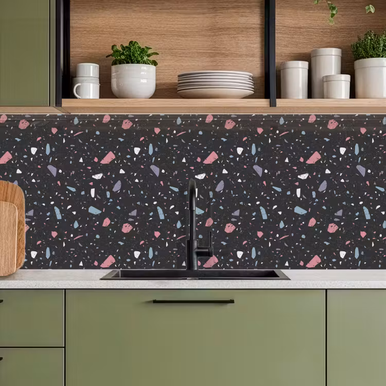 Schienale cucina - Terrazzo - Motivo - Nero - Morbido — 8