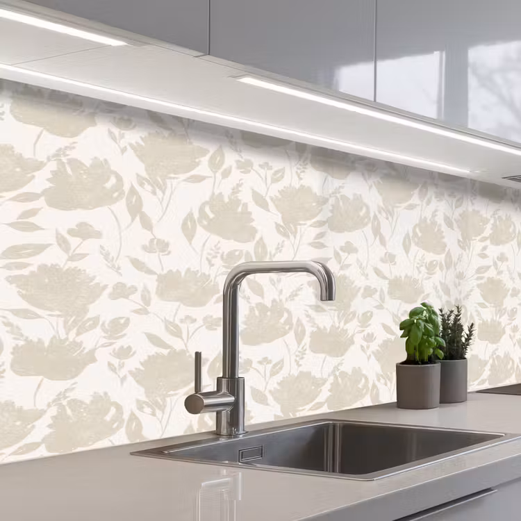 Schienale cucina - Motivo floreale - Silhouette - Bianco — 2
