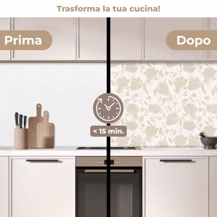 Schienale cucina - Motivo floreale - Silhouette - Bianco — 3