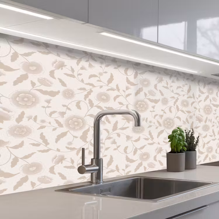 Schienale cucina - Ornato - Fiori - Beige — 2