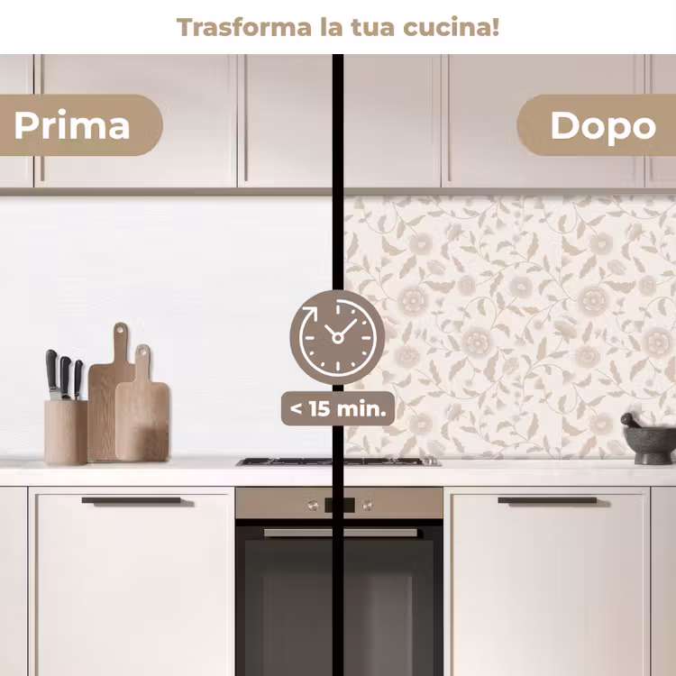 Schienale cucina - Ornato - Fiori - Beige — 3