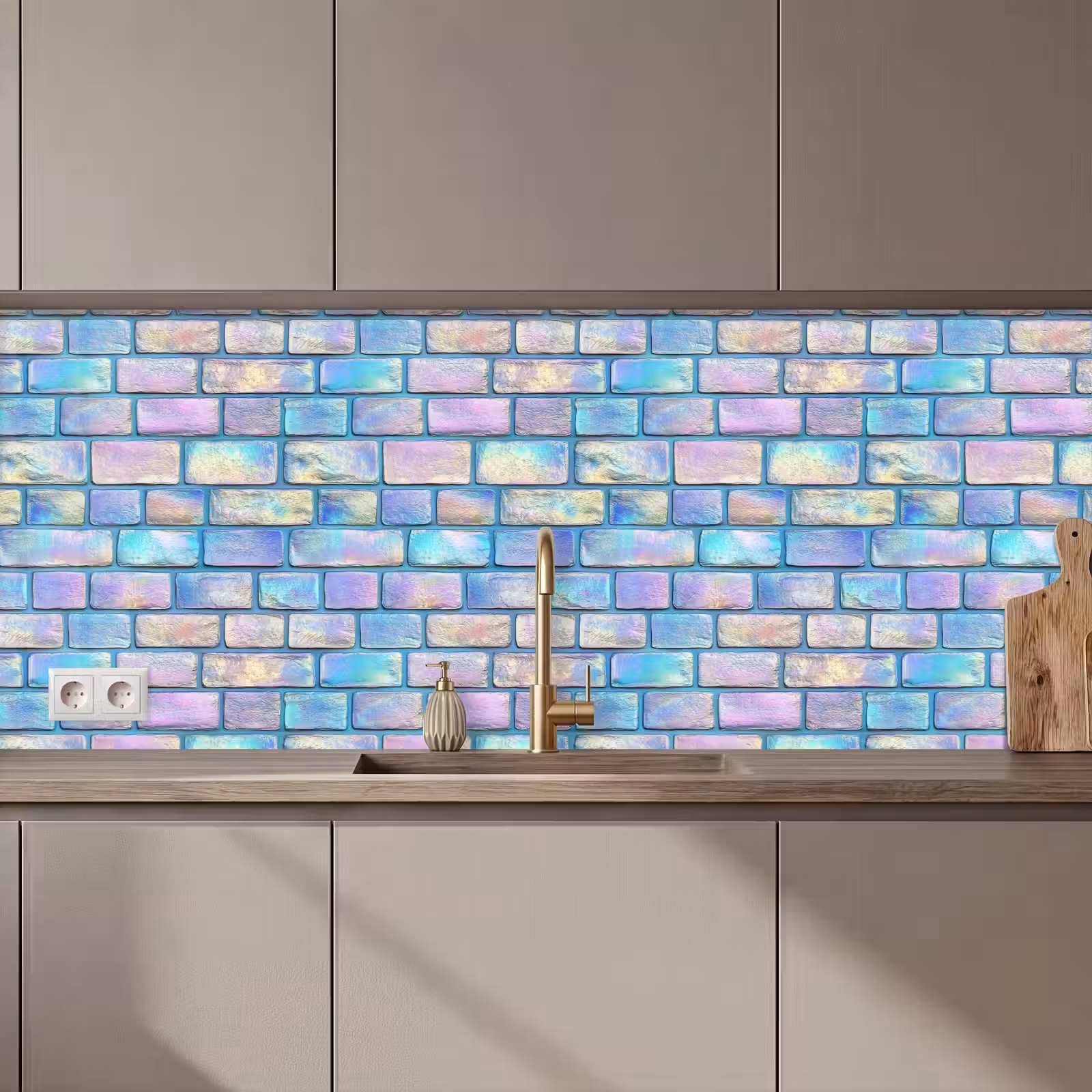 Schienale cucina - Arcobaleno - Lucido - Pietra — 1