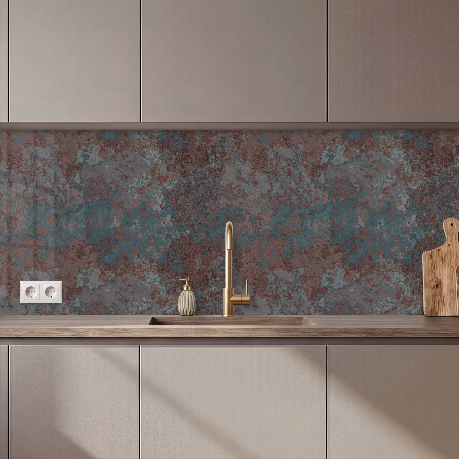 Schienale cucina - Blu - Grigio - Ruggine - Motivo — 1