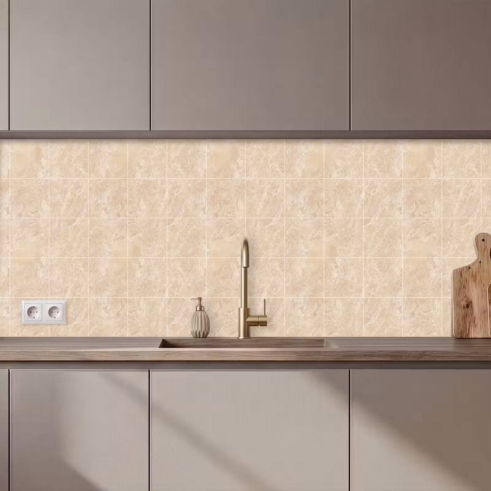 Schienale cucina - Marmo - Piastrelle - Beige — 1