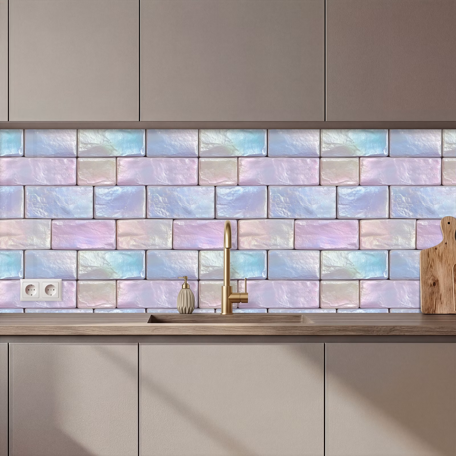 Schienale cucina - Pastello lucido - Pietra - Riflesso — 1