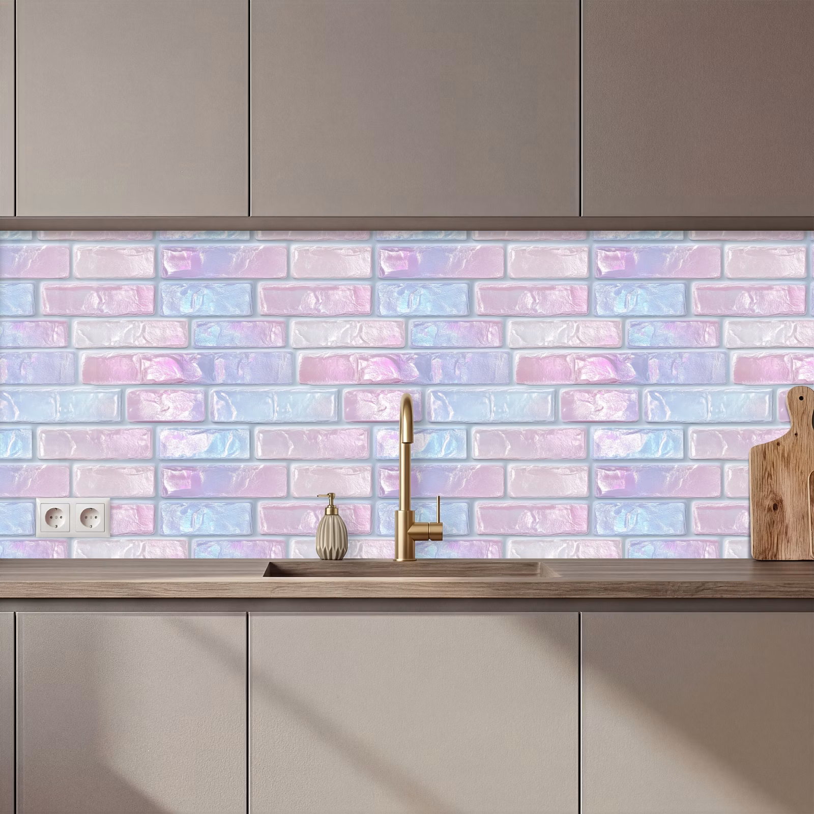 Schienale cucina - Rosa - Perla - Lucido - Parete — 1