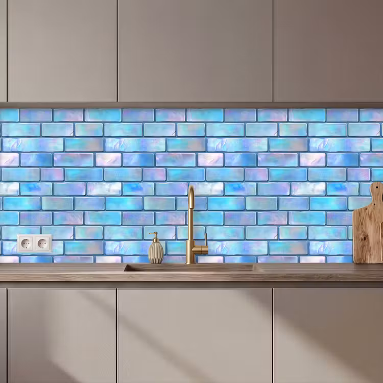 Schienale cucina - Blu - Lucido - Parete — 1