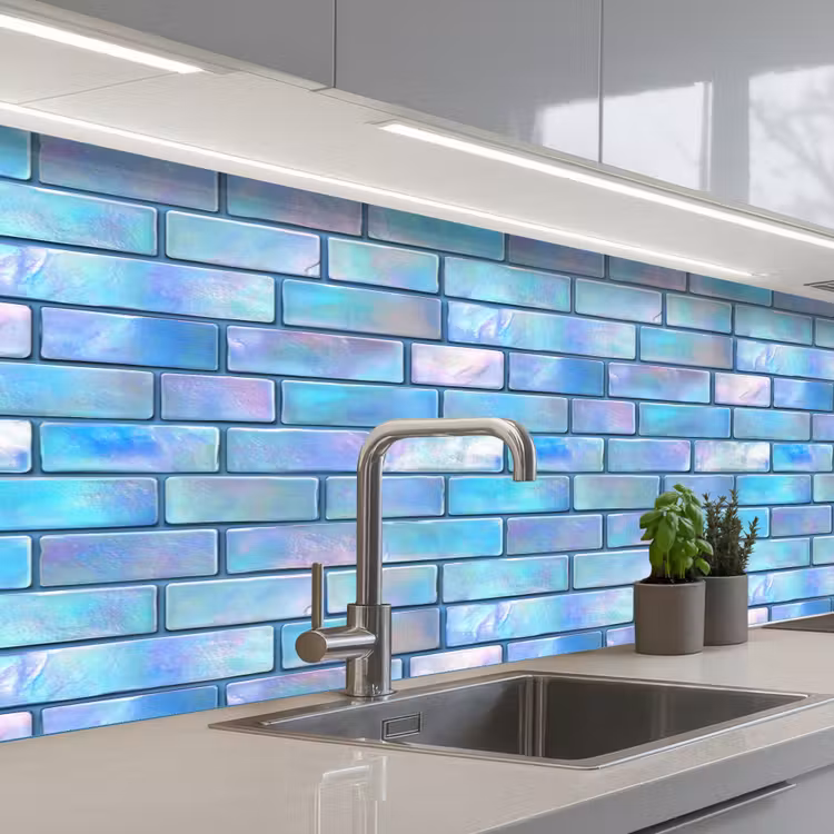 Schienale cucina - Blu - Lucido - Parete — 2