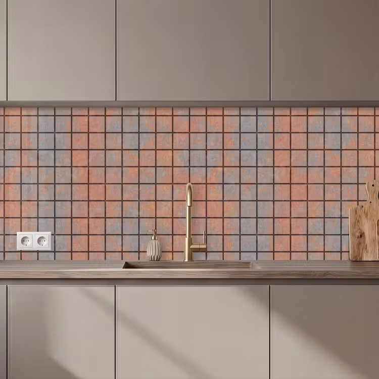 Schienale cucina - Blu - Marrone - Macchie - Quadrato — 1