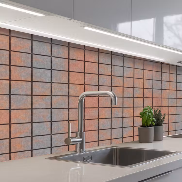 Schienale cucina - Blu - Marrone - Macchie - Quadrato — 2