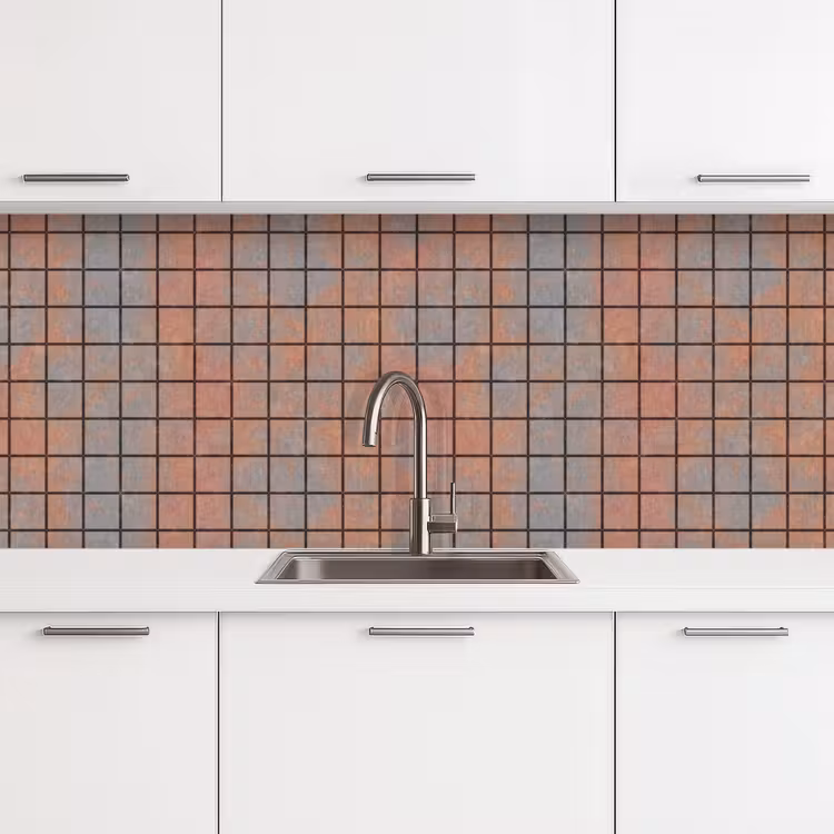 Schienale cucina - Blu - Marrone - Macchie - Quadrato — 4