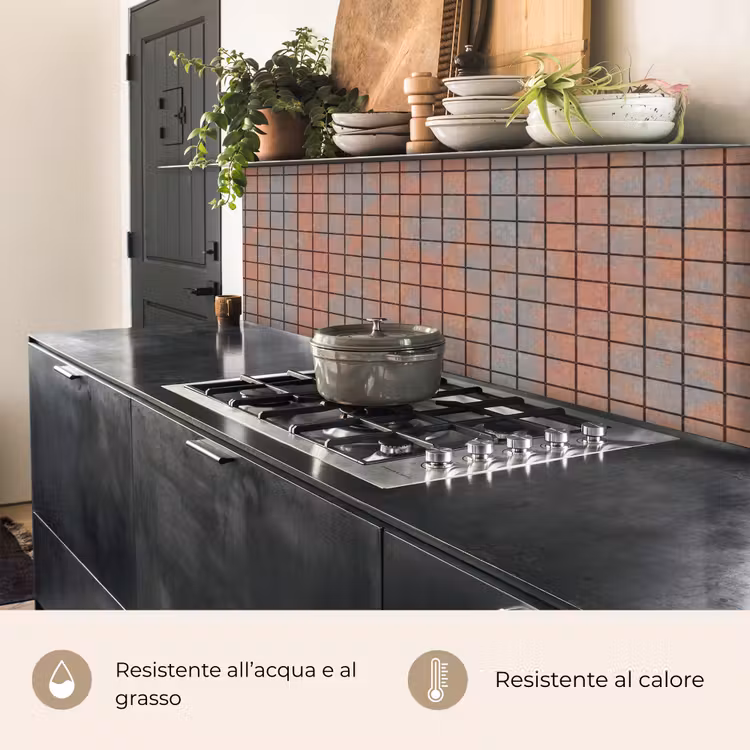 Schienale cucina - Blu - Marrone - Macchie - Quadrato — 5