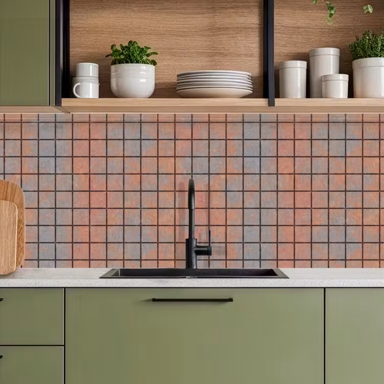 Schienale cucina - Blu - Marrone - Macchie - Quadrato — 8
