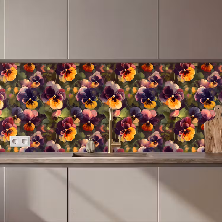 Schienale cucina - Caldo - Motivo - Pennello - Violette — 1