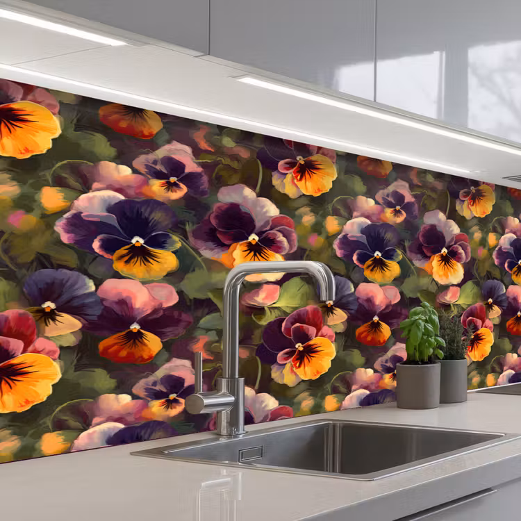 Schienale cucina - Caldo - Motivo - Pennello - Violette — 2