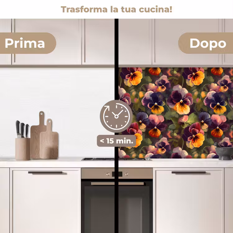 Schienale cucina - Caldo - Motivo - Pennello - Violette — 3