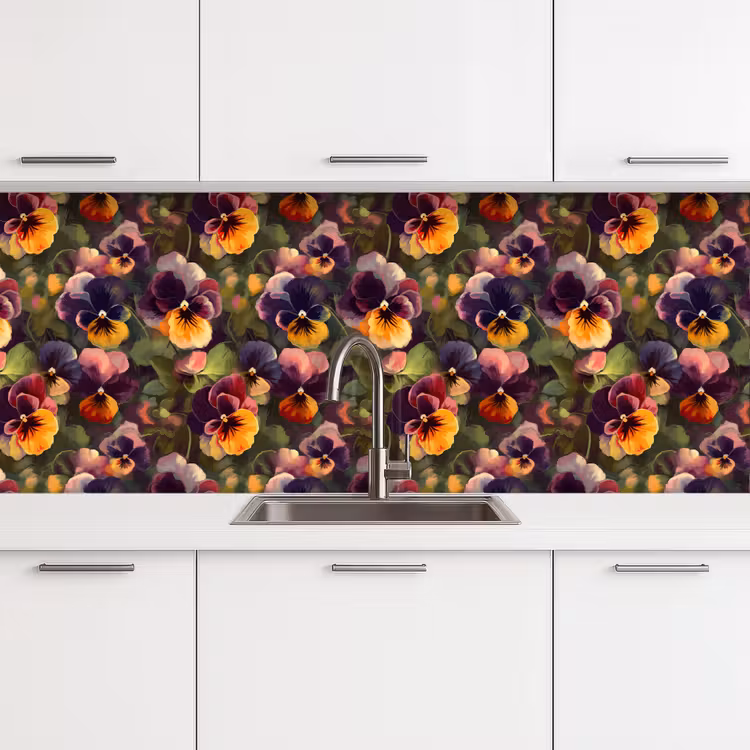 Schienale cucina - Caldo - Motivo - Pennello - Violette — 4
