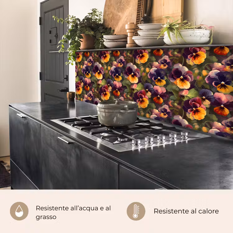 Schienale cucina - Caldo - Motivo - Pennello - Violette — 5