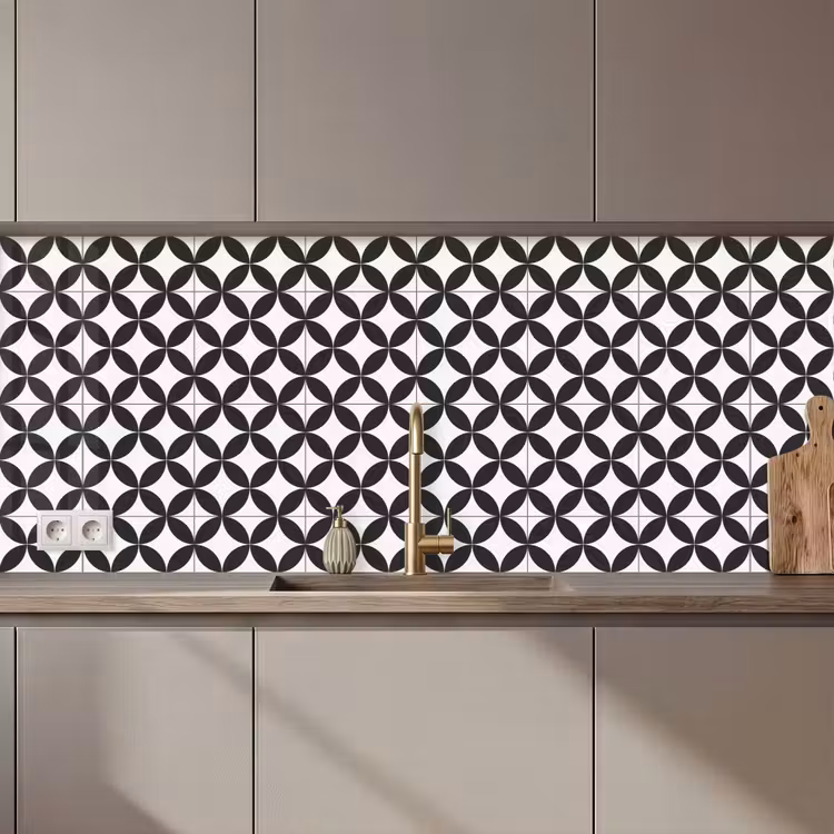 Schienale cucina - Cerchio - Motivo - Nero - Bianco — 1