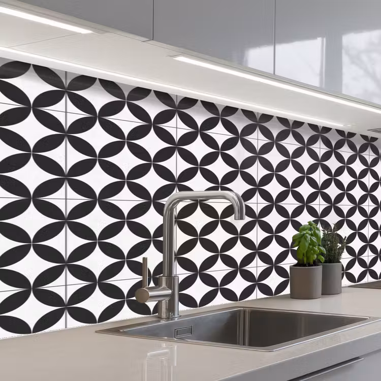 Schienale cucina - Cerchio - Motivo - Nero - Bianco — 2