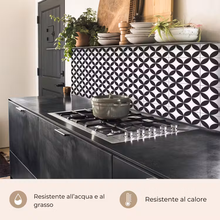 Schienale cucina - Cerchio - Motivo - Nero - Bianco — 5