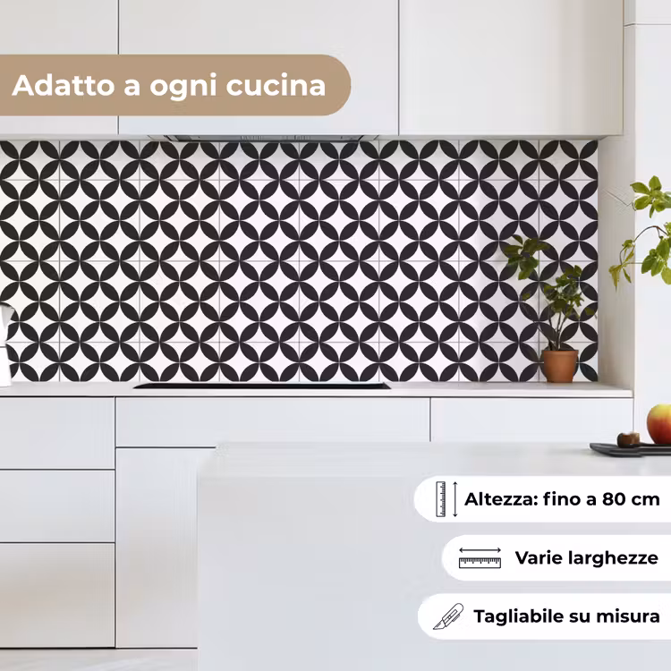 Schienale cucina - Cerchio - Motivo - Nero - Bianco — 7
