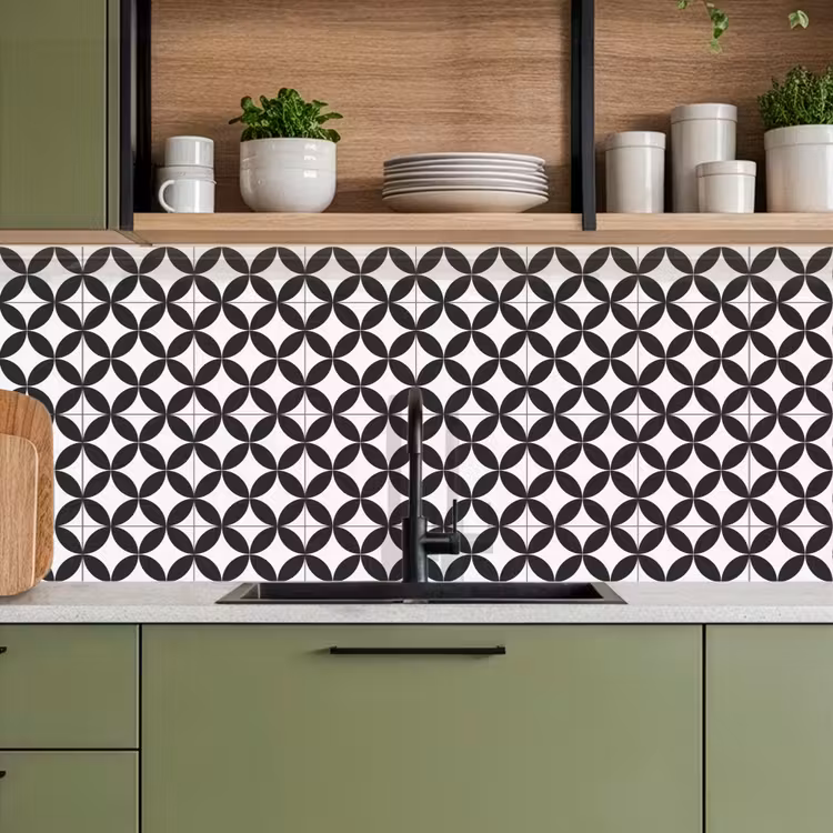 Schienale cucina - Cerchio - Motivo - Nero - Bianco — 8