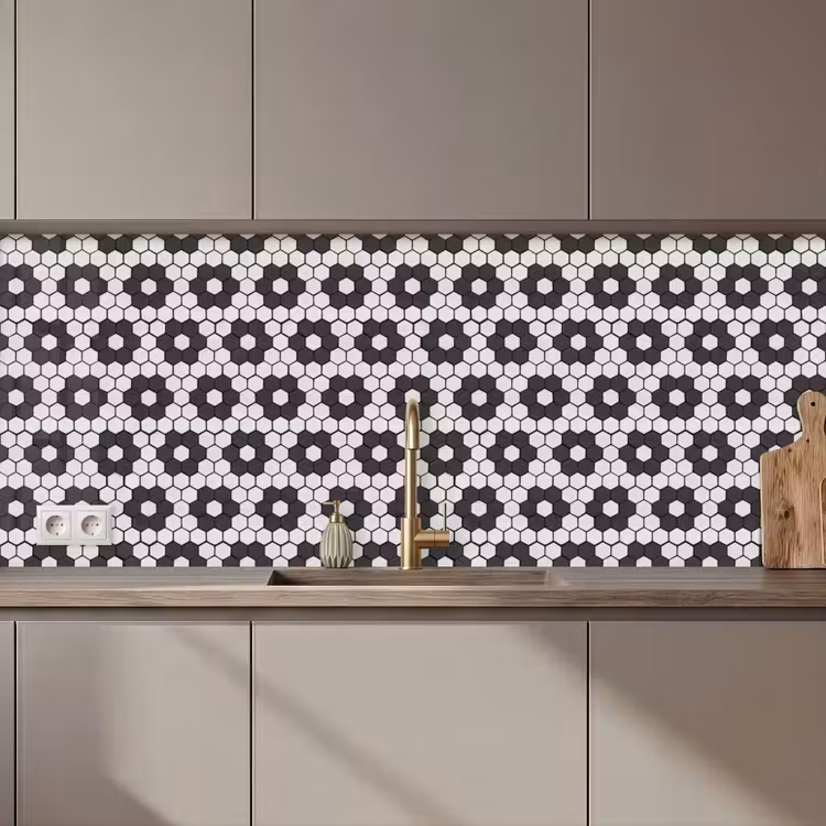 Schienale cucina - Fiore - Forma - Motivo - Nero — 1