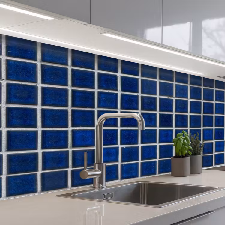 Schienale cucina - Mosaico - Piastrelle - Lucido - Blu — 2