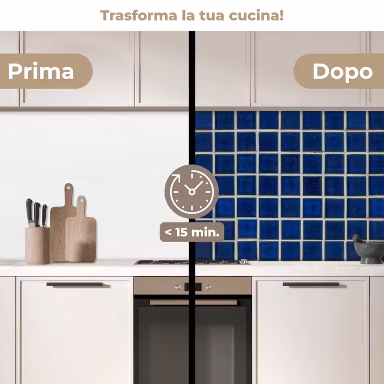 Schienale cucina - Mosaico - Piastrelle - Lucido - Blu — 3