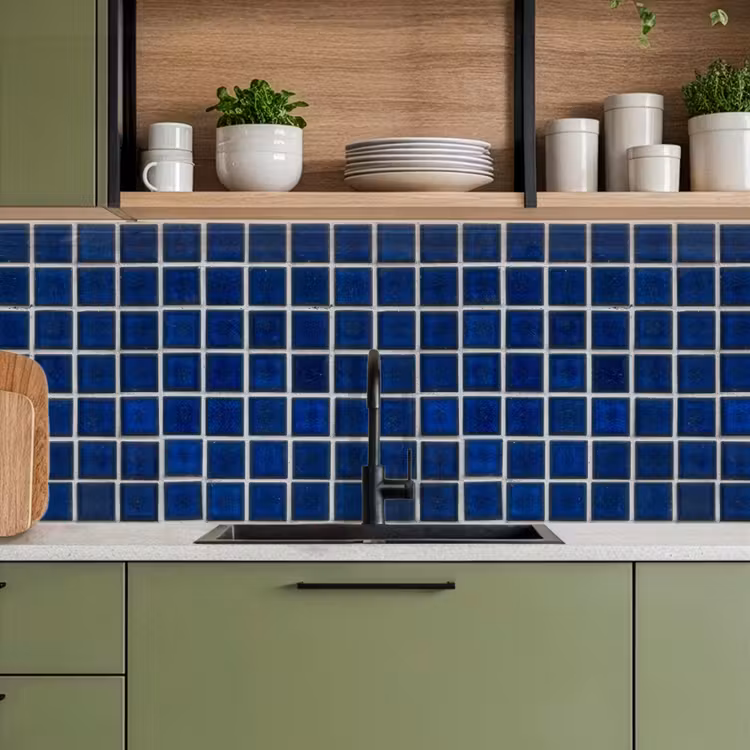 Schienale cucina - Mosaico - Piastrelle - Lucido - Blu — 8
