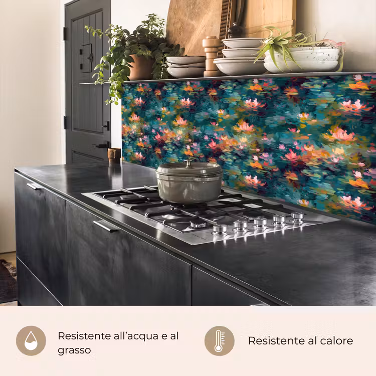Schienale cucina - Ninfee - Stagno - Acqua — 5