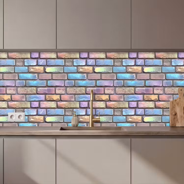 Schienale cucina - Pietre - Arcobaleno - Metallizzato — 1