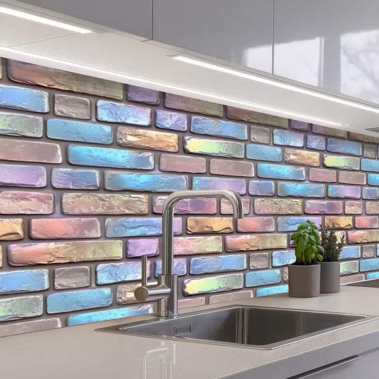 Schienale cucina - Pietre - Arcobaleno - Metallizzato — 2