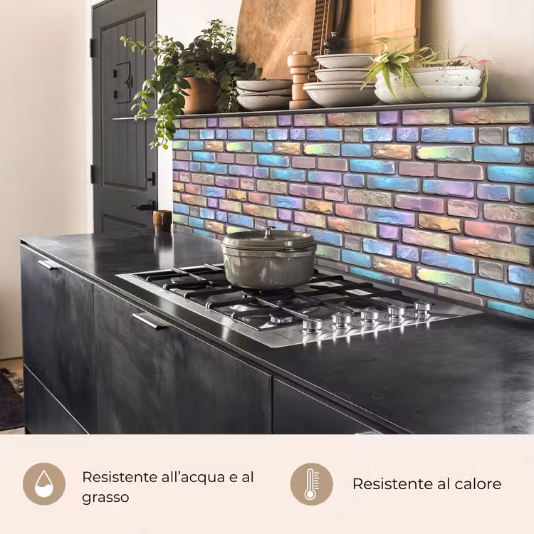 Schienale cucina - Pietre - Arcobaleno - Metallizzato — 5