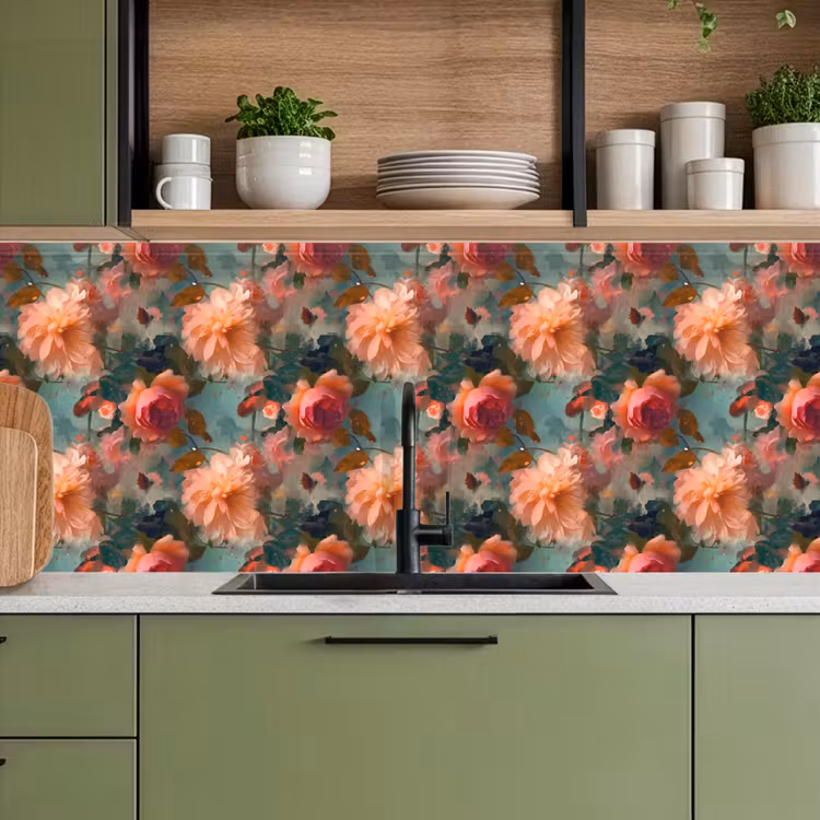 Schienale cucina - Rosa - Motivo - Fiori — 8
