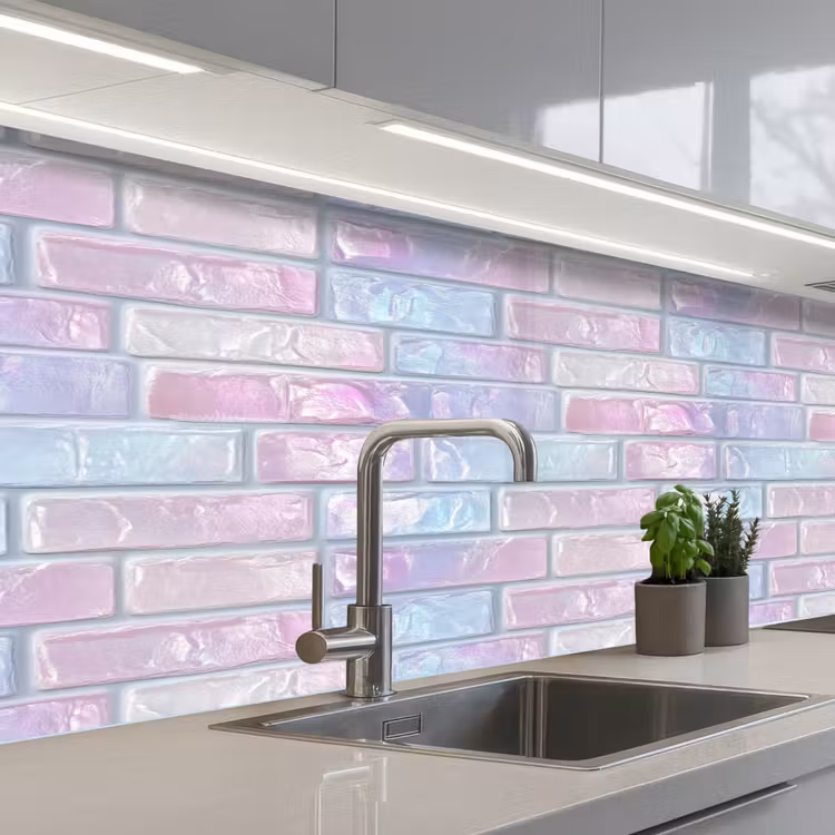 Schienale cucina - Rosa - Perla - Lucido - Parete — 2