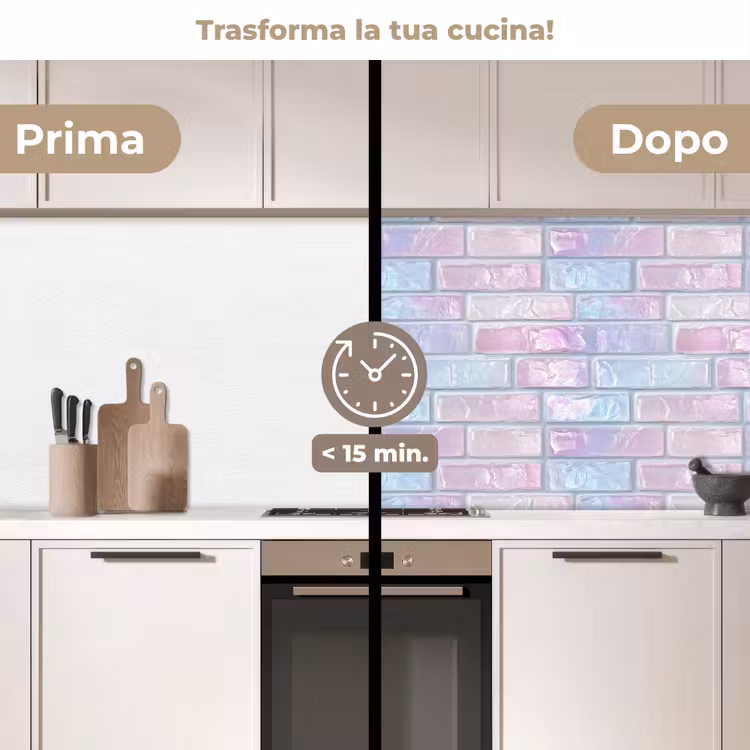 Schienale cucina - Rosa - Perla - Lucido - Parete — 3