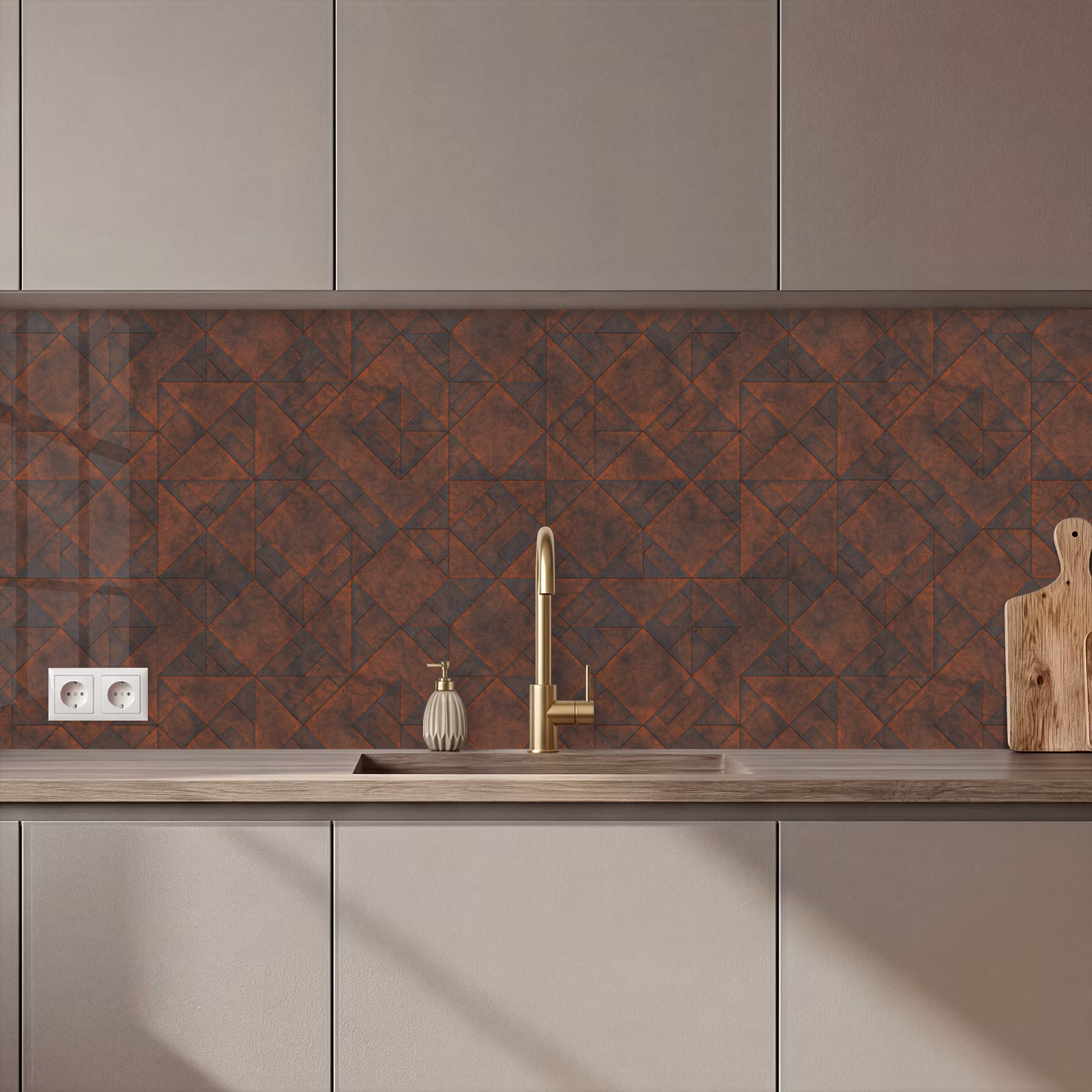 Schienale cucina - Motivo - Geometrico - Marrone - Ruggine — 1