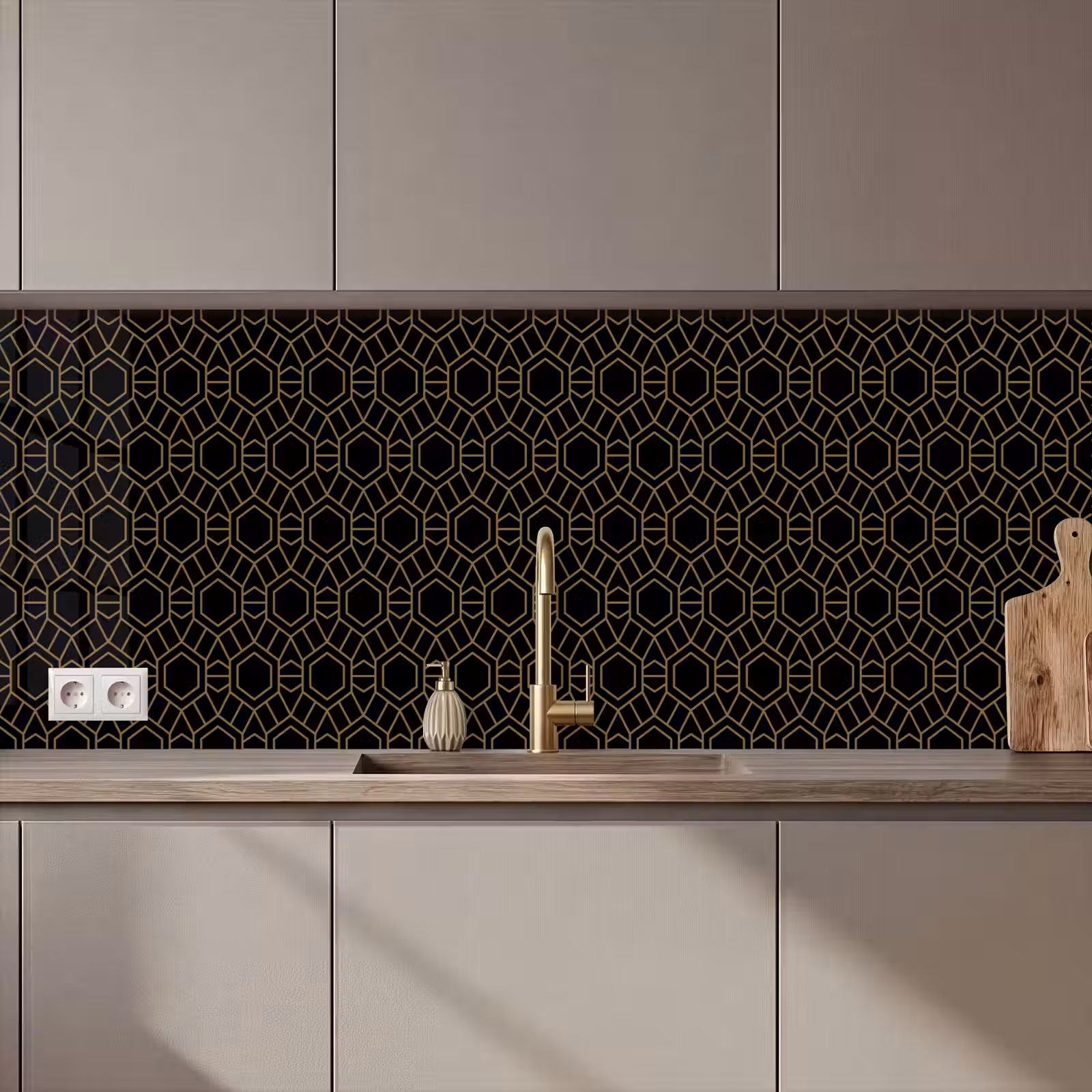 Schienale cucina - Oro - Nero - Struttura a rosette — 1
