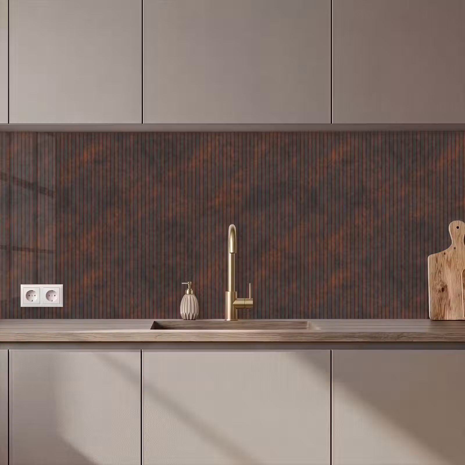 Schienale cucina - Strisce - Ruggine - Scuro — 1