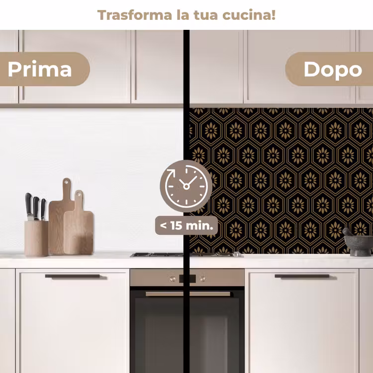 Schienale cucina - Fiori - Oro - Esagono — 3