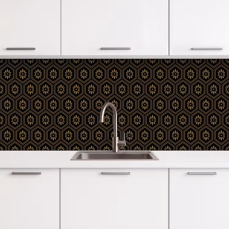 Schienale cucina - Fiori - Oro - Esagono — 4