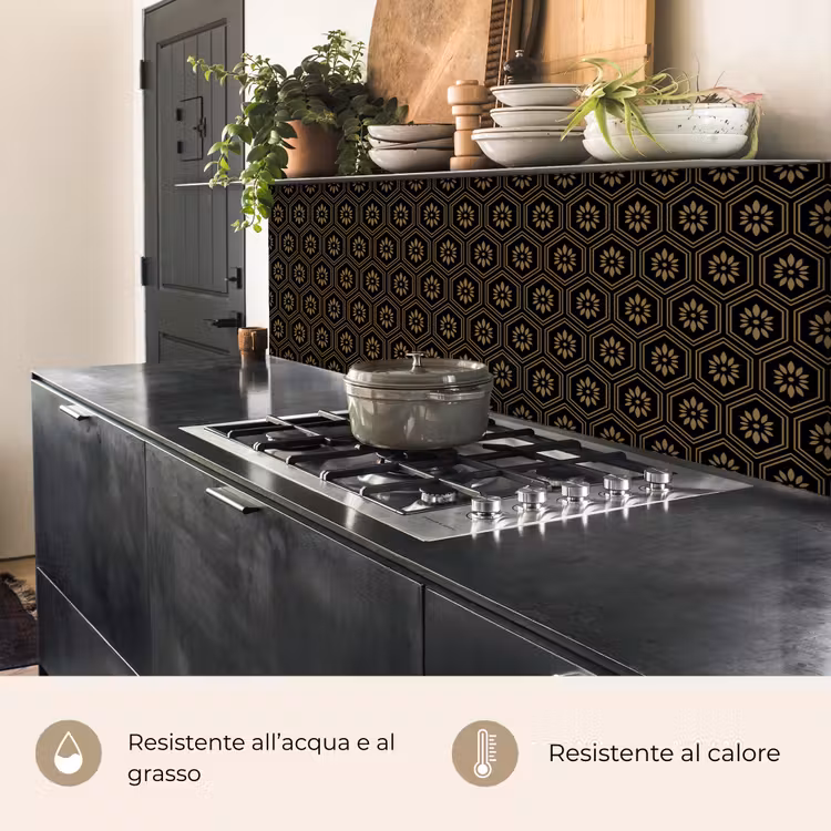 Schienale cucina - Fiori - Oro - Esagono — 5
