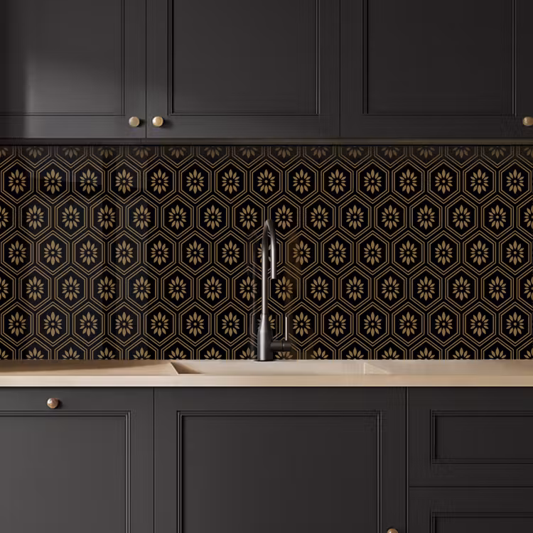 Schienale cucina - Fiori - Oro - Esagono — 6
