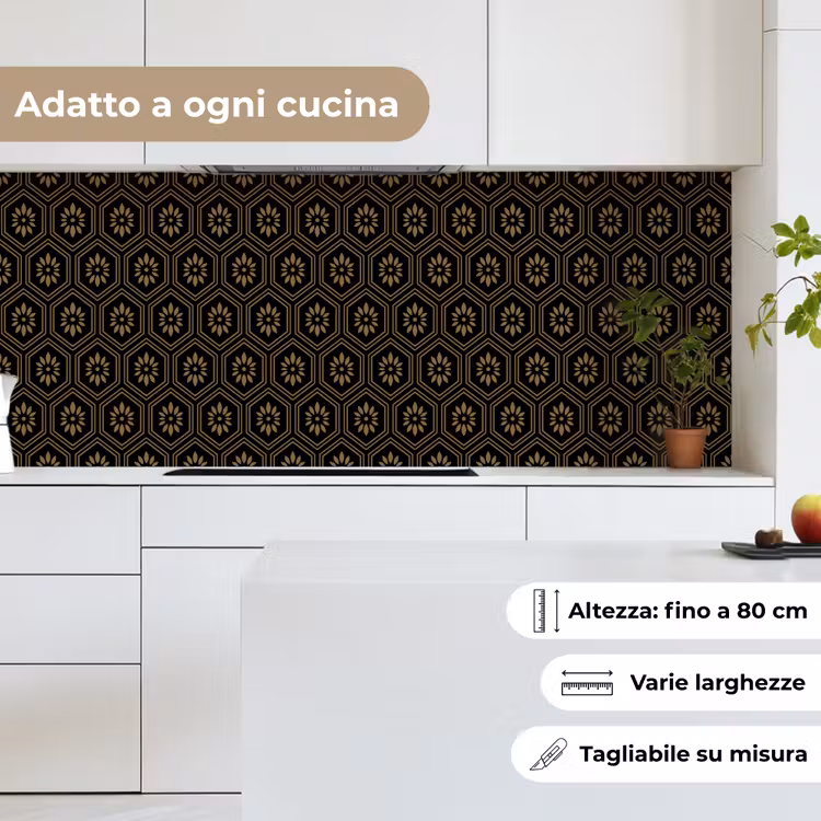 Schienale cucina - Fiori - Oro - Esagono — 7