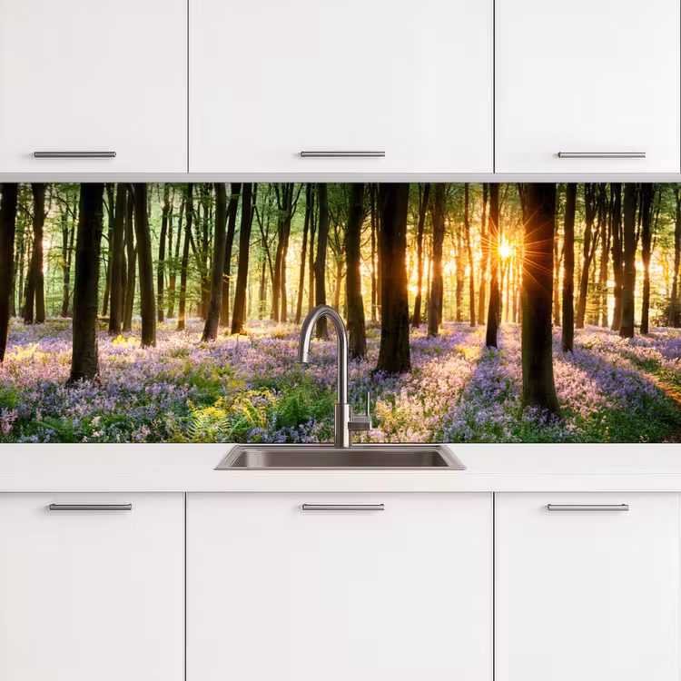 Schienale cucina - Foresta - Fiori - Lavanda - Sole - Viola - Natura — 3