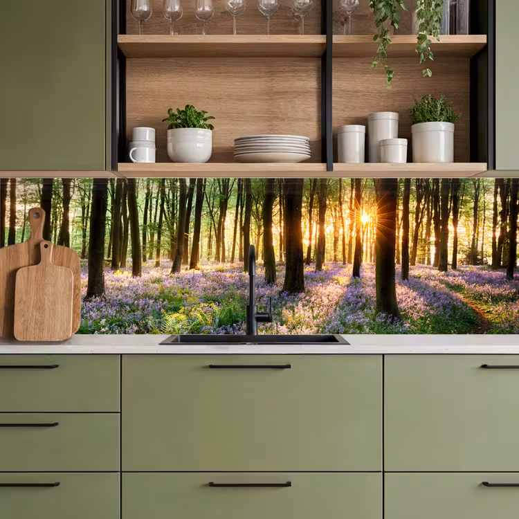Schienale cucina - Foresta - Fiori - Lavanda - Sole - Viola - Natura — 7