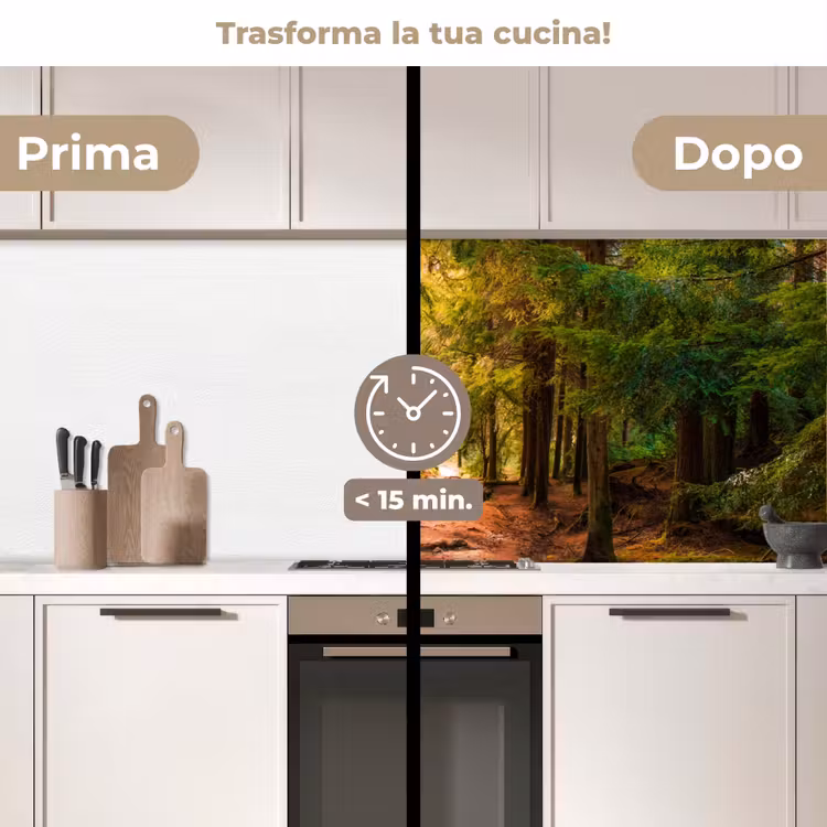 Schienale cucina - Foresta - Sentiero - Alberi - Verde - Sole - Natura — 3